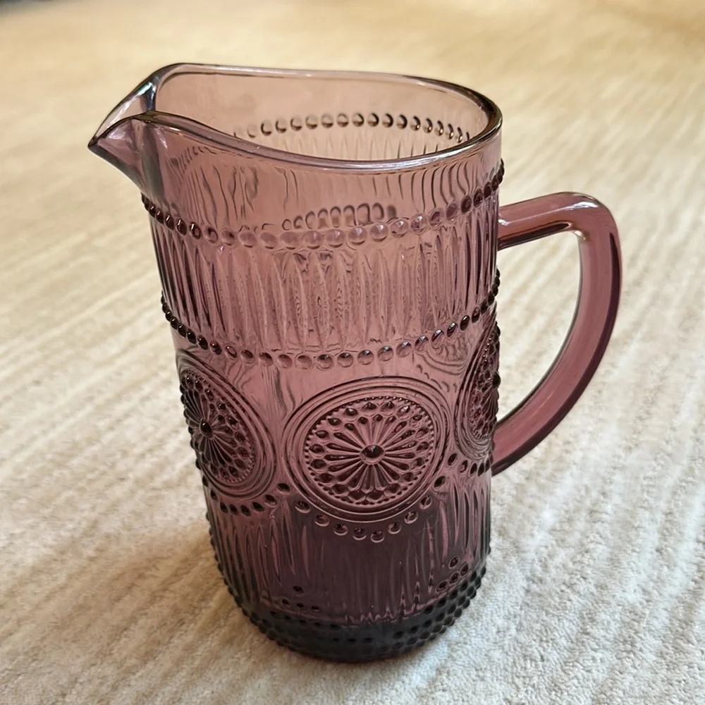 THE PIONEER WOMAN Adeline-Plum Glass Pitcher 54 Oz | 1.59 Liter Pitcher